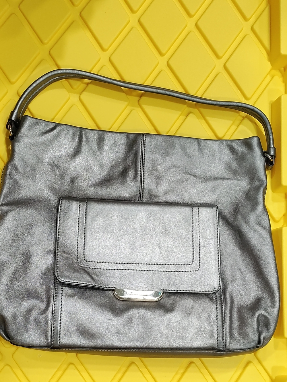 kate spade Metallic Silver Shoulder Bag with Front Pocket